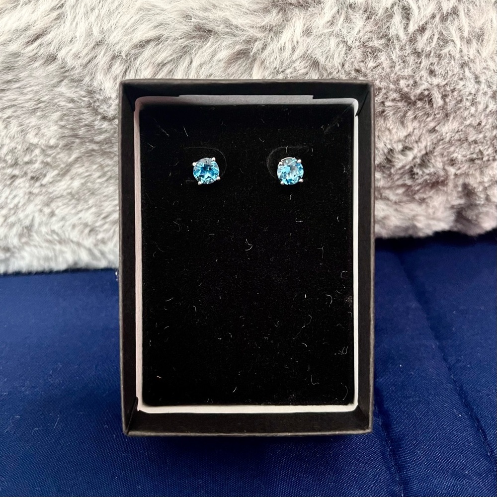 Sterling Silver Blue Topaz December birthstone earrings